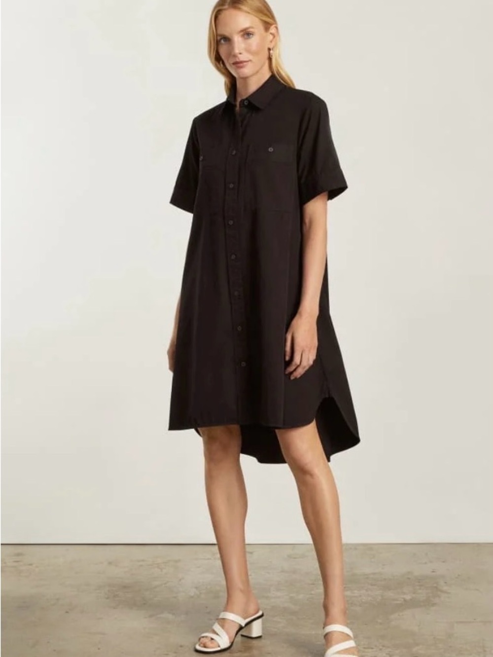 Everlane Black Cotton Poplin Daytripper Shirt Dress
